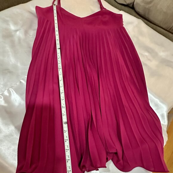 H&M Raspberry Spaghetti Strap Pleated Dress, Size 10 - Picture 16 of 16